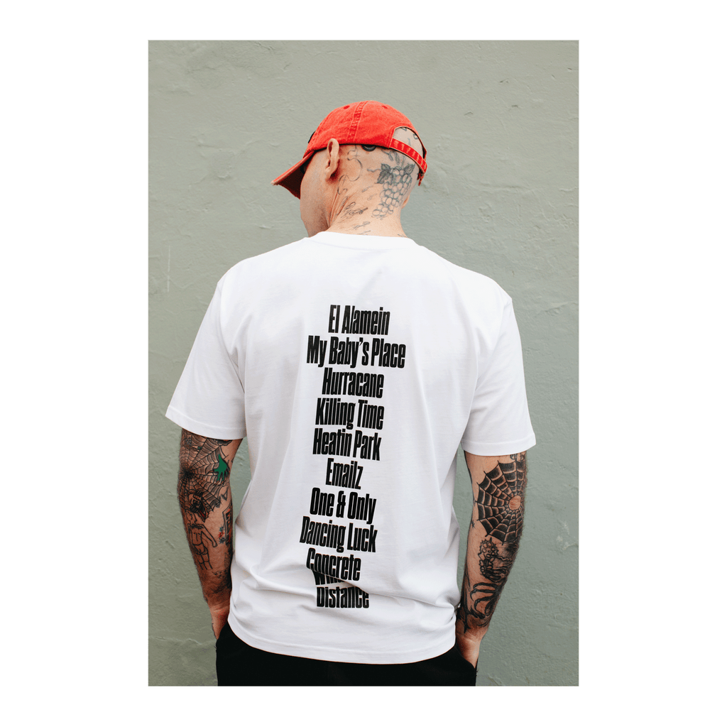 DMA'S TRACKLIST TEE WHITE